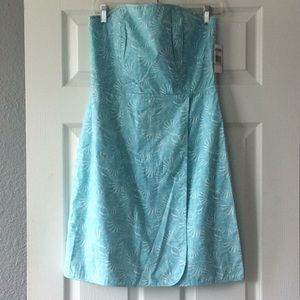 Vineyard Vines Strapless Aqua Blue Floral Dress size 10 NWT